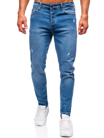 Μπλε μαρέν ανδρικό τζιν παντελόνι slim fit Bolf 6485