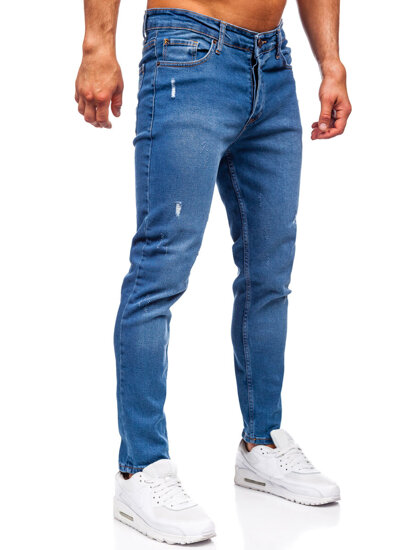 Μπλε μαρέν ανδρικό τζιν παντελόνι slim fit Bolf 6486