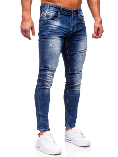 Μπλε μαρέν ανδρικό τζιν παντελόνι  slim fit Bolf MP0024B