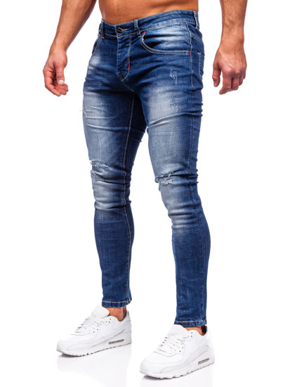 Μπλε μαρέν ανδρικό τζιν παντελόνι  slim fit Bolf MP0024B