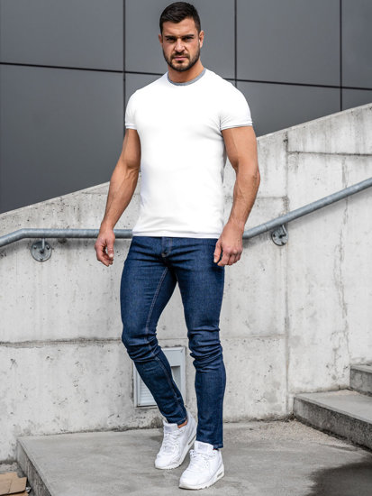 Μπλε μαρέν ανδρικό τζιν παντελόνι slim fit Bolf MP003BS