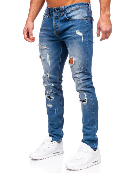 Μπλε μαρέν ανδρικό τζιν παντελόνι slim fit Bolf MP0086BS