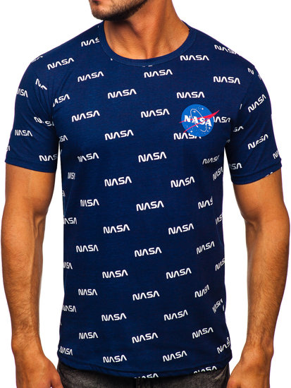 Μπλε μαρέν ανδρικό t-shirt με εκτύπωση Bolf 14950