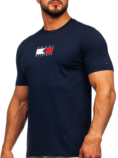 Μπλε σκούρο ανδρικό t-shirt με τύπωμα Tommy Hilfiger TH10082