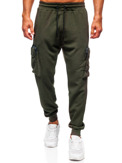 Πράσινα παντελόνια ανδρικά cargo joggers φόρμας Bolf K17