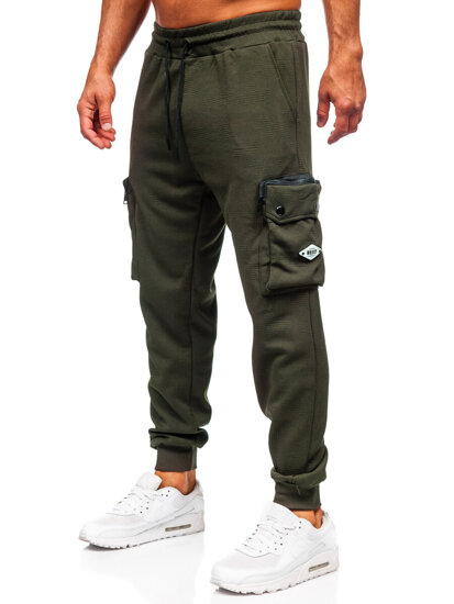 Πράσινα παντελόνια ανδρικά cargo joggers φόρμας Bolf K17