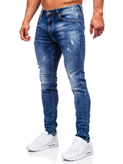 Σκούρα μπλε τζιν παντελόνια ανδρικά slim fit Bolf KX718A