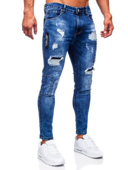 Σκούρα μπλε τζιν παντελόνια ανδρικά slim fit Bolf TF249