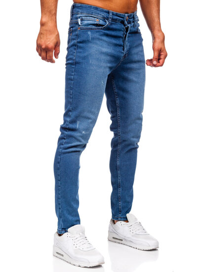 Σκούρο μπλε ανδρικό τζιν παντελόνι slim fit Bolf 6175