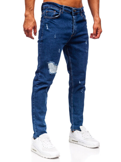 Σκούρο μπλε ανδρικό τζιν παντελόνι slim fit Bolf 6553