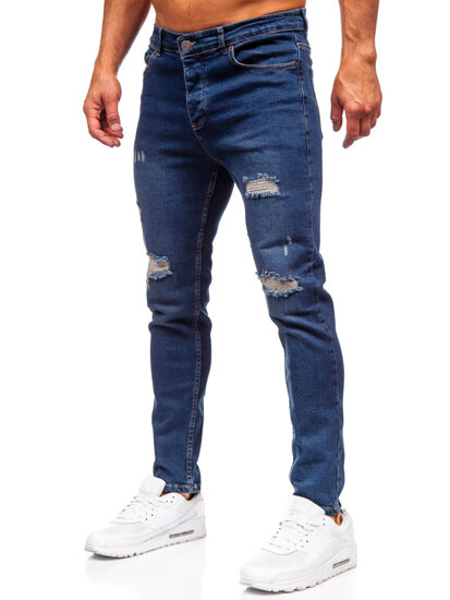 Σκούρο μπλε ανδρικό τζιν παντελόνι slim fit Bolf 6569