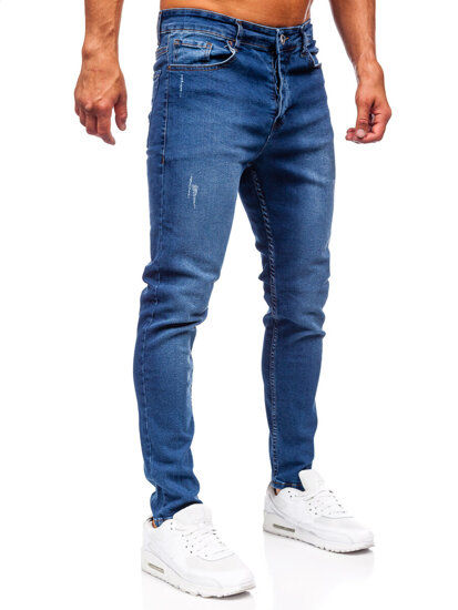 Σκούρο μπλε ανδρικό τζιν παντελόνι slim fit Bolf 6585