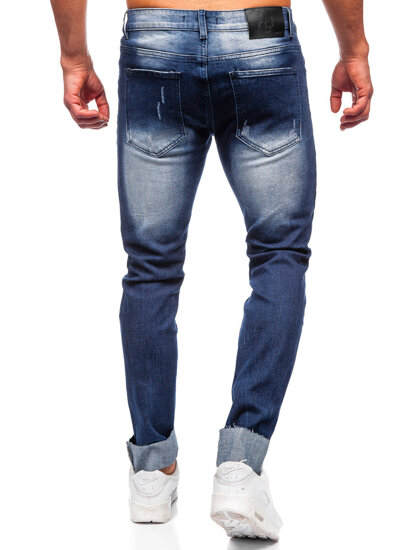 Σκούρο μπλε ανδρικό τζιν παντελόνι slim fit Bolf MP0144BS