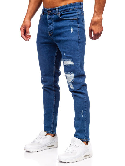 Σκούρο μπλε ανδρικό τζιν slim fit Bolf 6565