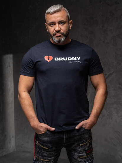 Σκούρο μπλε ανδρικό t-shirt από τη συλλογή Igor Brudny με τύπωμα 02