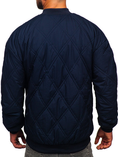 Σκούρο μπλε καπιτονέ ανδρικό μπουφάν baseball bomber Bolf 84M3020