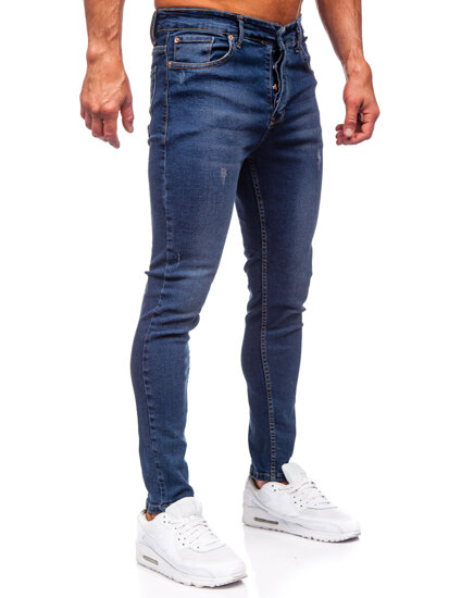 Σκούρο μπλε παντελόνια τζιν ανδρικά slim fit Bolf 6257