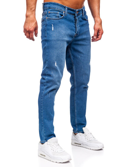 Σκούρο μπλε παντελόνια τζιν ανδρικά slim fit Bolf 6453