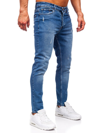 Σκούρο μπλε παντελόνια τζιν ανδρικά slim fit Bolf 6469