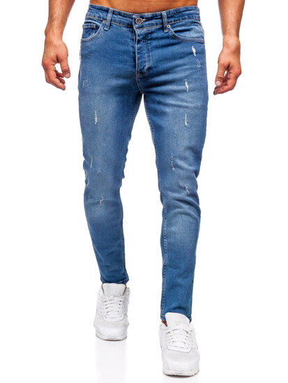 Σκούρο μπλε παντελόνια τζιν ανδρικά slim fit Bolf 6469