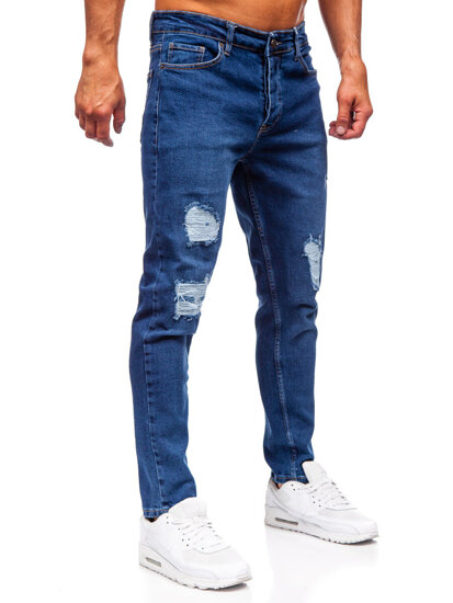 Σκούρο μπλε παντελόνια τζιν ανδρικά slim fit Bolf 6536