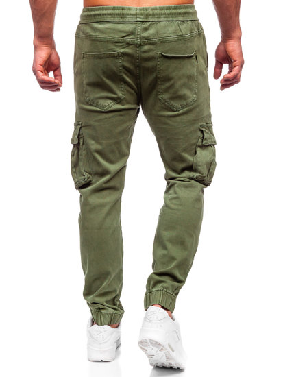 Χακί ανδρικό τζιν παντελόνι jogger cargo  Bolf MP0105MV