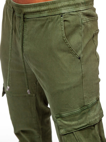 Χακί ανδρικό τζιν παντελόνι jogger cargo  Bolf MP0105MV