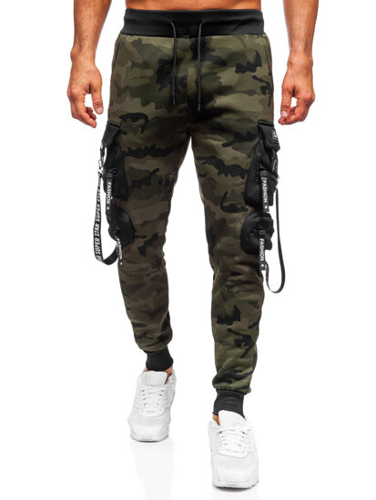 Χακί επενδεδυμένα παντελόνια ανδρικά joggers cargo φόρμας Bolf HSS112