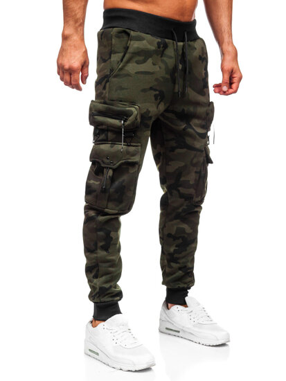 Χακί επενδεδυμένα παντελόνια ανδρικά joggers cargo φόρμας Bolf HSS353