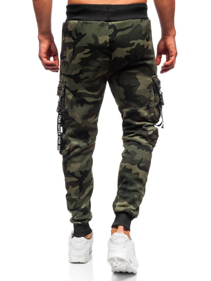 Χακί επενδεδυμένα παντελόνια ανδρικά joggers cargo φόρμας Bolf HSS453