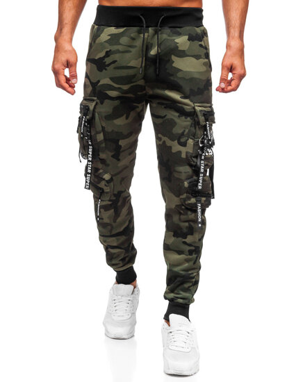 Χακί επενδεδυμένα παντελόνια ανδρικά joggers cargo φόρμας Bolf HSS453