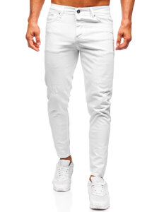 Άσπρο ανδρικό τζιν slim fit Bolf 5888