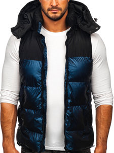 Ανδρικό Navy Quilted Hooded Gilet Bolf 13079