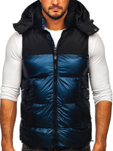 Ανδρικό Navy Quilted Hooded Gilet Bolf 13079