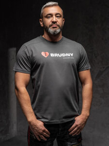 Ανθρακί ανδρικό t-shirt από τη συλλογή Igor Brudny με τύπωμα 02