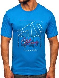 Γαλάζιο ανδρικό βαμβακερό t-shirt Bolf 14748