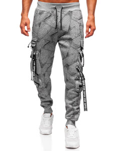 Γκρι ανδρικό ζεσταμένο παντελόνι jogger cargo Bolf HSS340