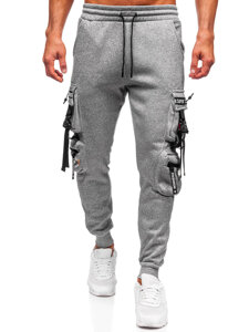 Γκρι ανδρικό ζεσταμένο παντελόνι jogger cargo Bolf HSS347