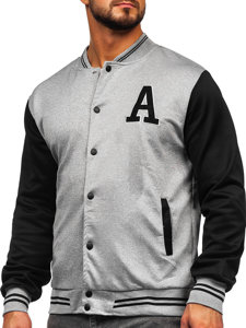 Γκρι ανδρικό μεταβατικό μπουφάν baseball bomber Bolf 8B1157