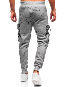 Γκρι επενδεδυμένα παντελόνια ανδρικά joggers cargo φόρμας Bolf HSS339