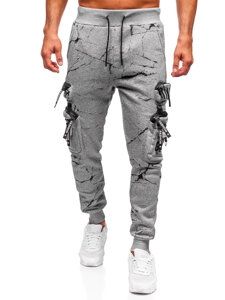 Γκρι επενδεδυμένα παντελόνια ανδρικά joggers cargo φόρμας Bolf HSS339