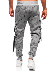 Γκρι επενδεδυμένα παντελόνια ανδρικά joggers cargo φόρμας Bolf HSS340