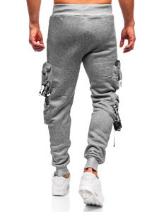 Γκρι επενδεδυμένα παντελόνια ανδρικά joggers cargo φόρμας Bolf HSS350