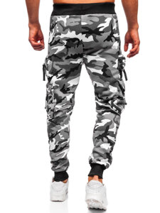 Γκρι επενδεδυμένα παντελόνια ανδρικά joggers cargo φόρμας Bolf HSS353