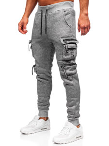 Γκρι επενδεδυμένα παντελόνια ανδρικά joggers cargo φόρμας Bolf HSS361