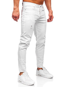 Λευκά παντελόνια τζιν ανδρικά slim fit Bolf 5876