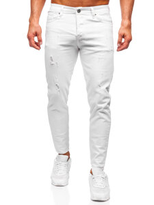 Λευκά παντελόνια τζιν ανδρικά slim fit Bolf 5876