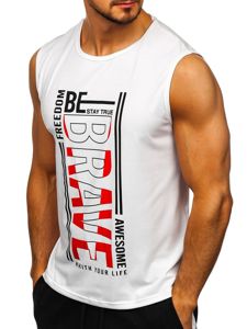 Λευκο Μπλουζακι tank top με εκτυπωση Bolf KS2096