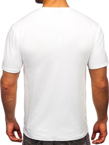 Λευκο T-shirt ανδρικο με σταμπα i aplikacjami Bolf 192380