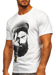 Λευκο t-shirt ανδρικο με εκτυπωση Bolf 142175